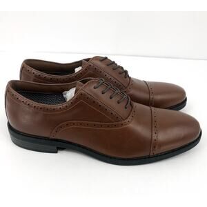 FAIRLANE & SONS Mens Feawin Flex Oxford Shoes Size 13 Tan Brown Leather NWOB